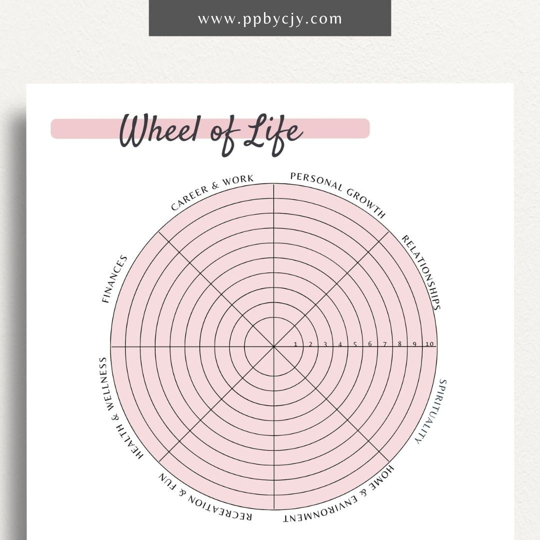 Wheel of Life Balance Assessment Printable PDF Template