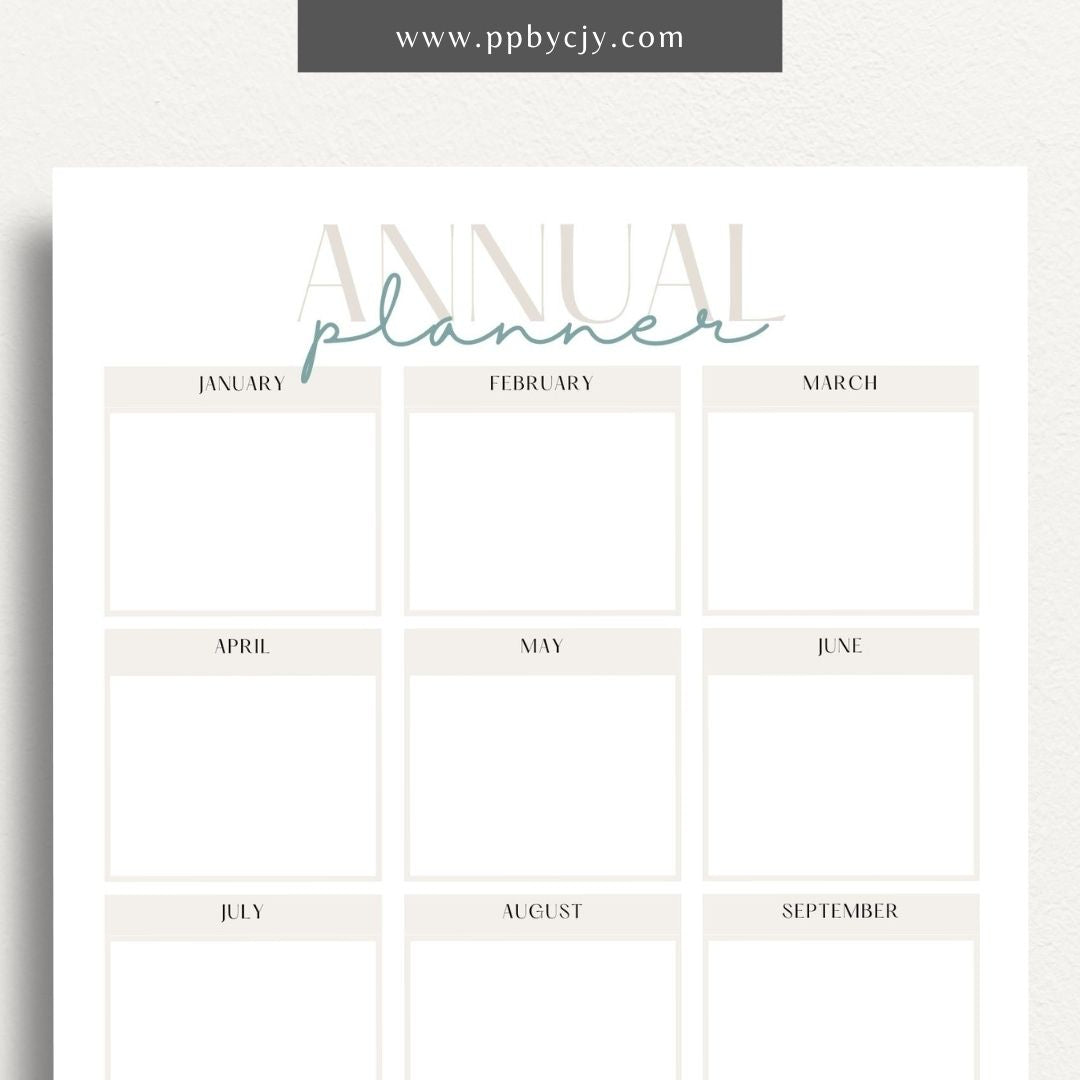 Annual Planner Printable Template – Digital Download for Organizing and Planning Your Year