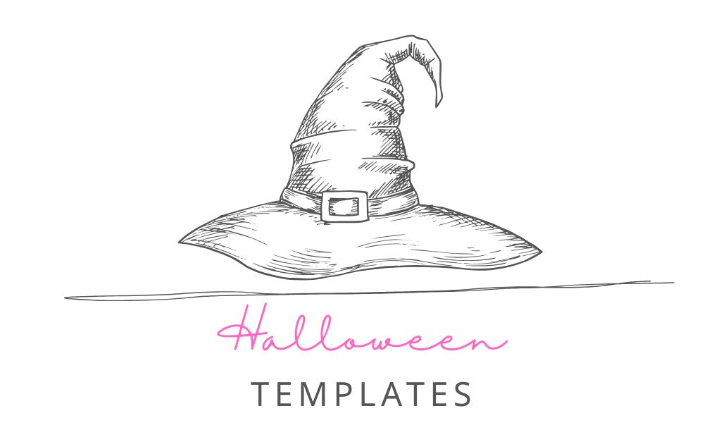 Customizable printable Halloween templates including invitations, planners, stickers, labels, and party supplies.