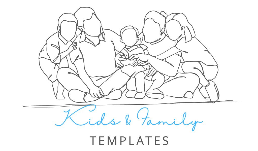 Customizable printable kids and family templates including planners, schedules, trackers, and activities.