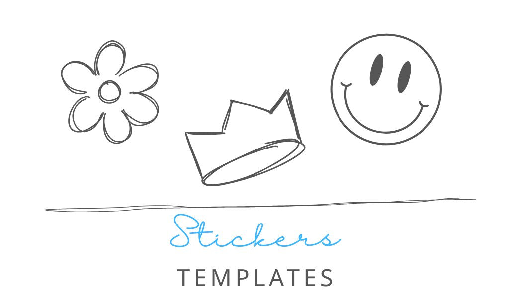 Customizable printable sticker templates including labels, planner stickers, and decorative designs.