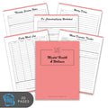 Set of mental health and wellness worksheets with a pink cover on a white background