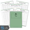 Set of tax-related worksheets with a green cover titled 'Taxes'.