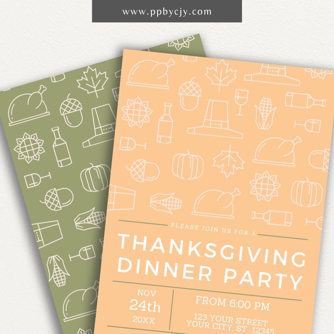 Thanksgiving Party Invitation Printable – Editable template for Friendsgiving or holiday dinners.