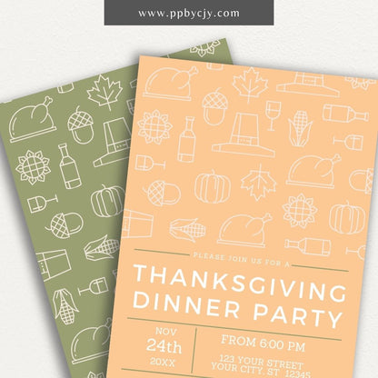 Thanksgiving Party Invitation Printable – Editable template for Friendsgiving or holiday dinners.