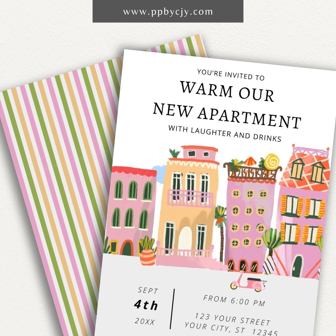 Apartment Housewarming Invitation Template Printable – Digital download with trendy graphics