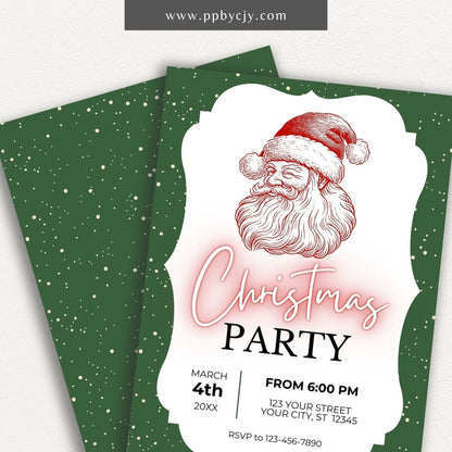 Winking Santa Christmas Invitation – Fun and festive printable holiday invitation featuring a playful winking Santa Claus.