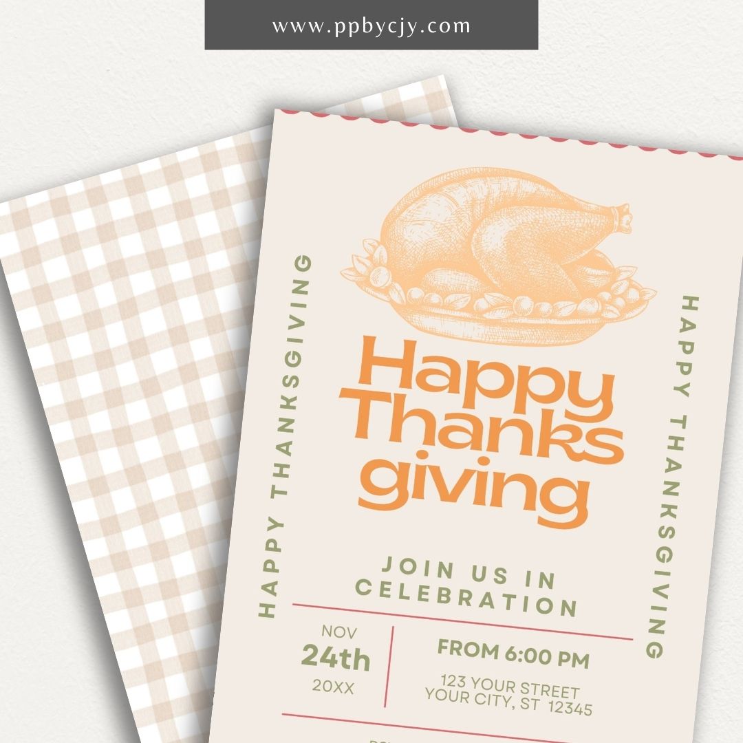 Thanksgiving Gathering Invitation Printable – Editable holiday dinner or Friendsgiving template.