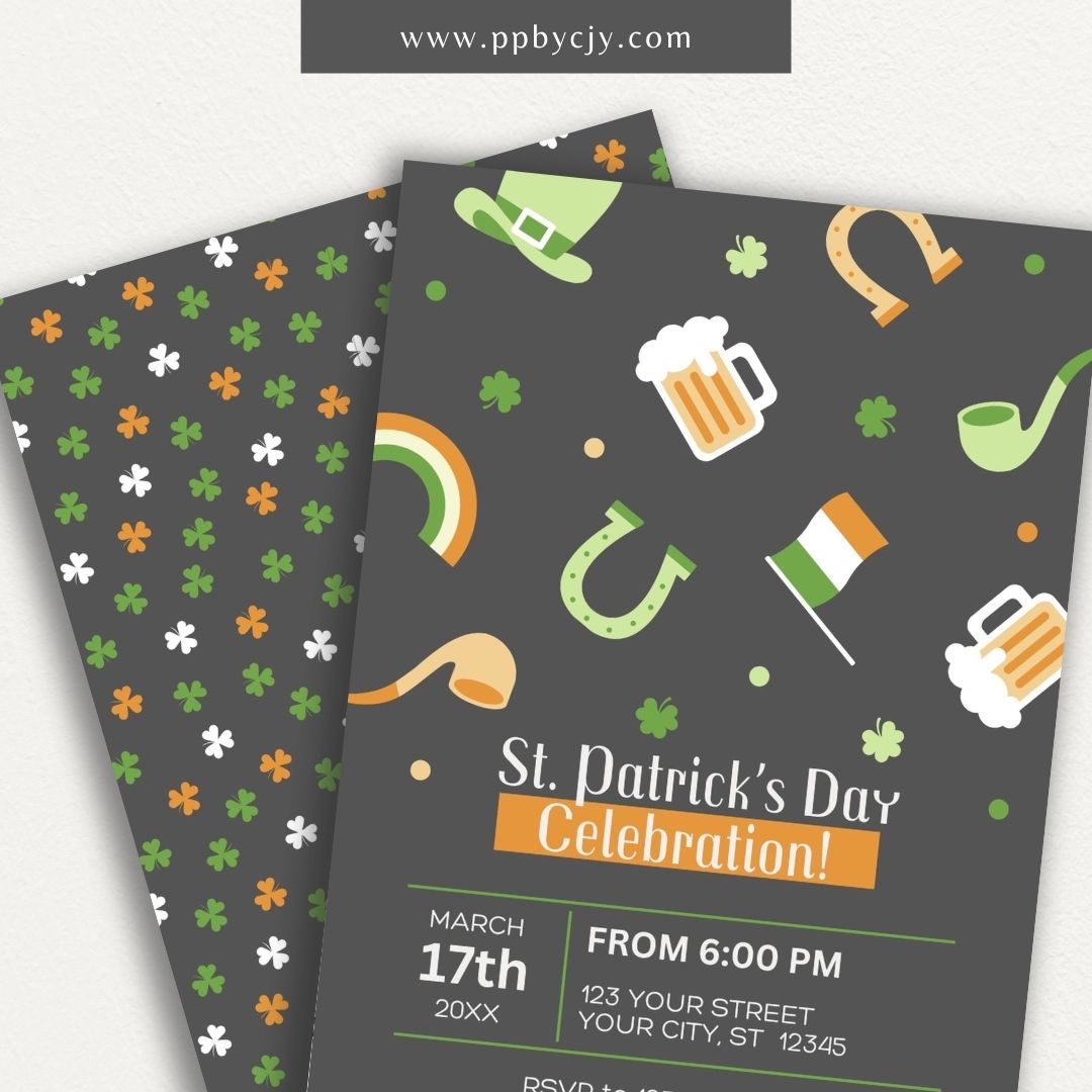 St. Patrick’s Day Invitation – Printable shamrock-themed party invite for St. Patrick’s celebration.