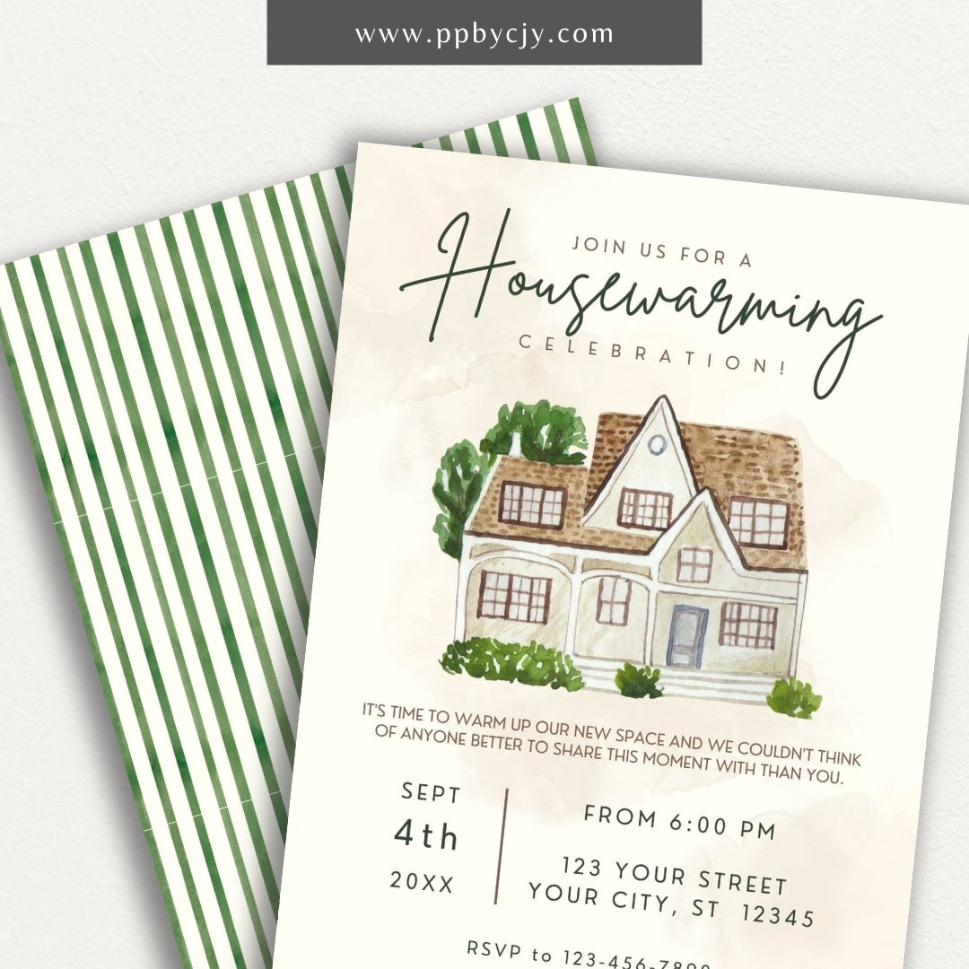 Classic Housewarming Party Invitation Template Printable – Digital download with elegant design