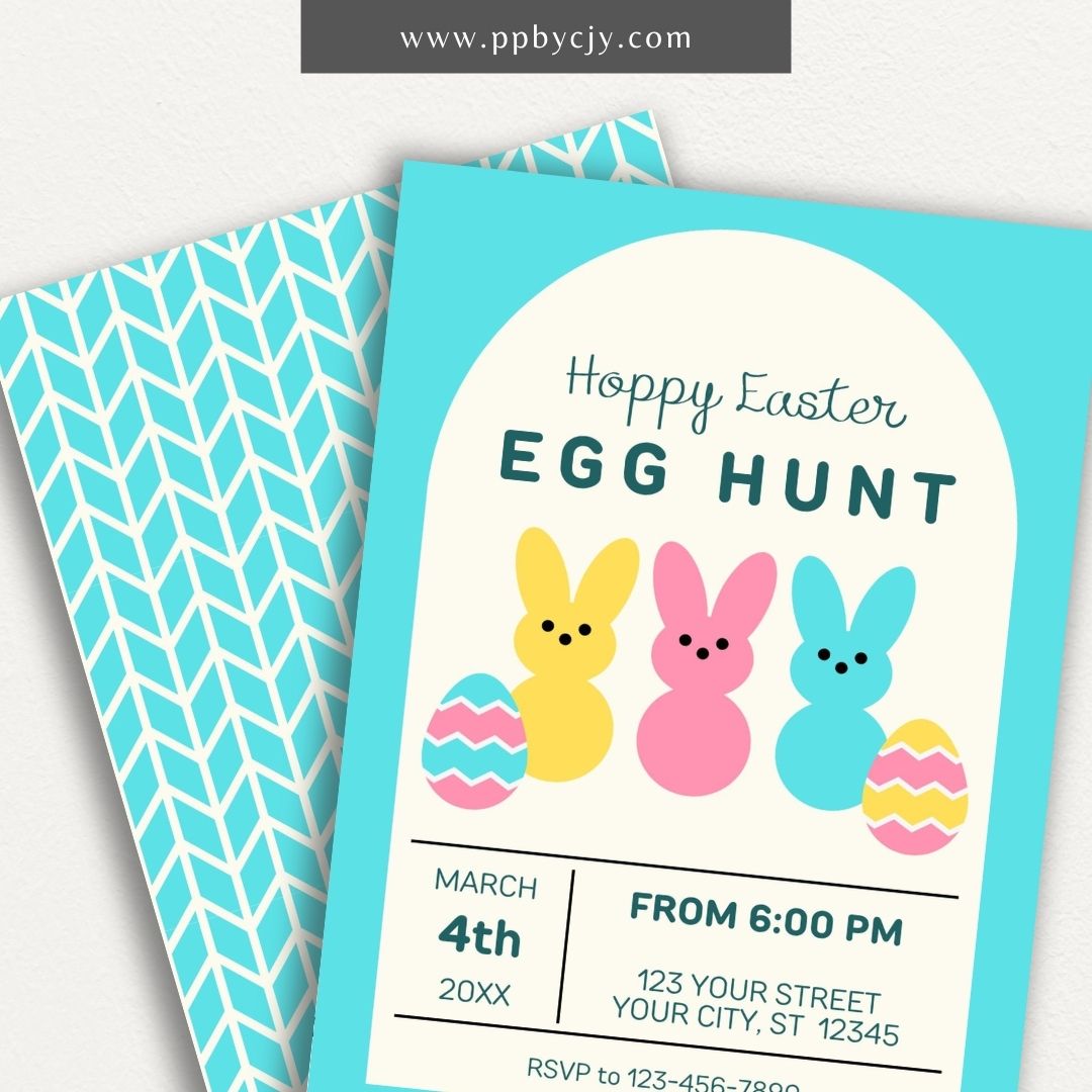 Easter Invitations with Peeps Theme – Printable pastel party invite for Easter celebrations.