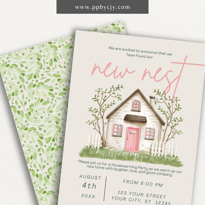 Housewarming Party Invitation Template Printable – Digital download with cozy house design