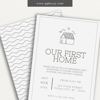 Elegant Housewarming Party Invitation Template Printable – Digital download with charming house illustrations