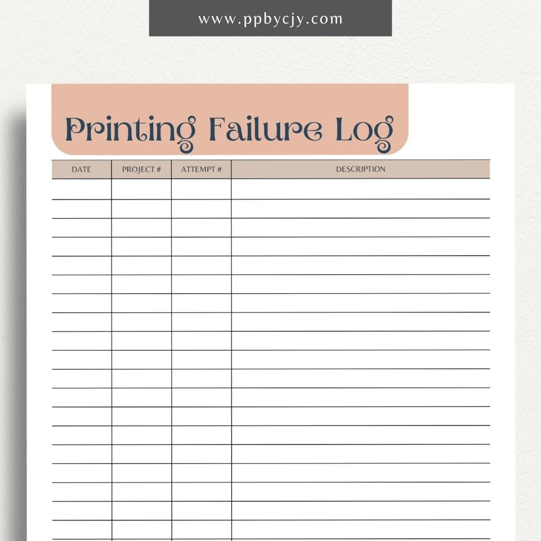 Track and troubleshoot 3D printer failures with this printable log template