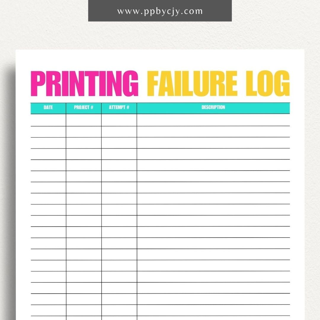 Track and troubleshoot 3D printer failures with this printable log template