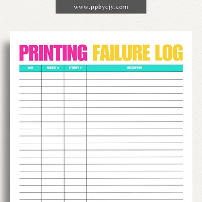 Track and troubleshoot 3D printer failures with this printable log template