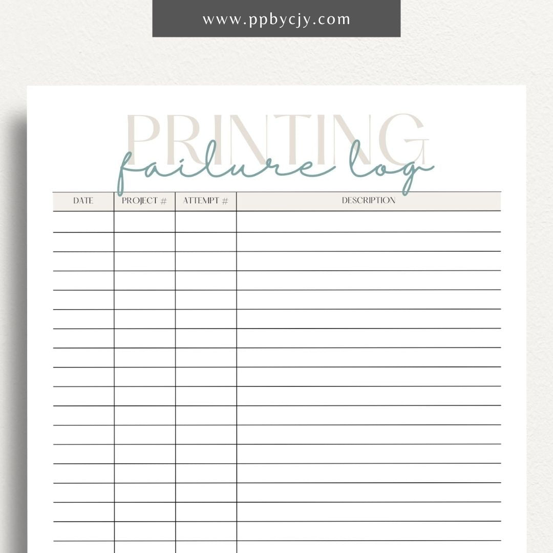 Track and troubleshoot 3D printer failures with this printable log template