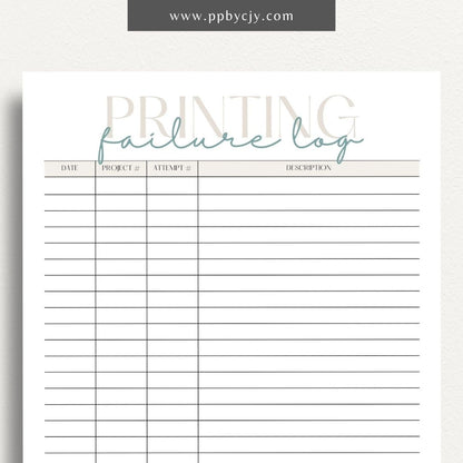 Track and troubleshoot 3D printer failures with this printable log template