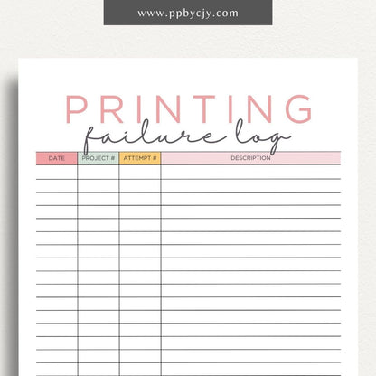 Track and troubleshoot 3D printer failures with this printable log template