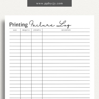 Track and troubleshoot 3D printer failures with this printable log template