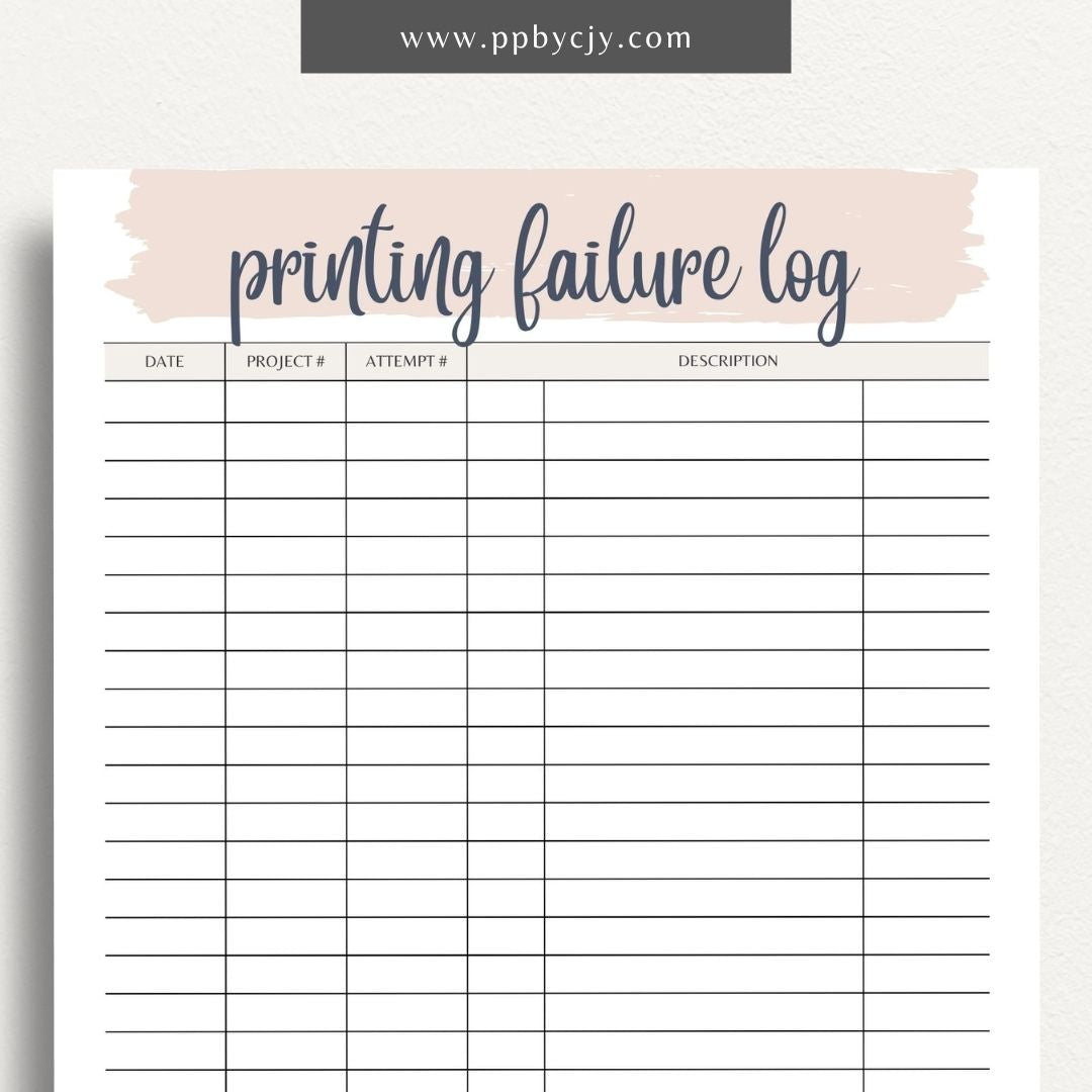 Track and troubleshoot 3D printer failures with this printable log template