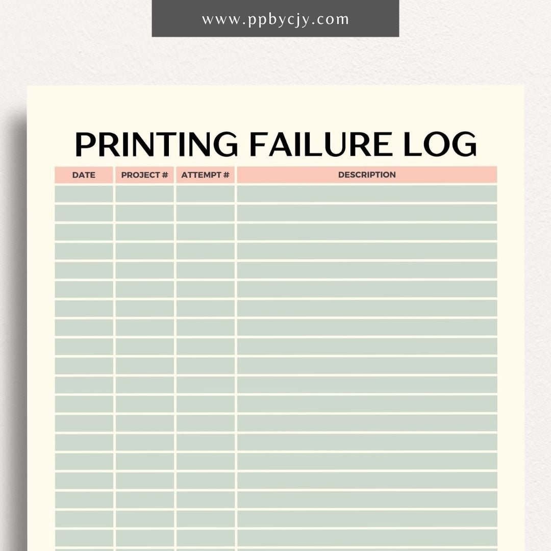 Track and troubleshoot 3D printer failures with this printable log template