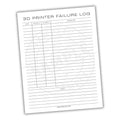 3D Printer Failure Log Printable PDF Template
