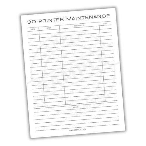 3D Printer Maintenance checklist on a white background