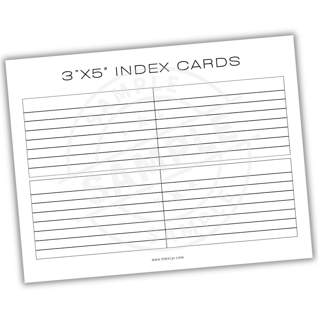 3x5 index card template with lines on a white background