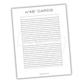 Sheet of 4x6 cards with lined paper on a white background
