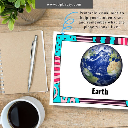 Solar System Staple Book Printable Template – Digital download for creating a staple-bound book with educational content and illustrations about the solar system