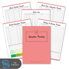 Pink symptom tracking notebook with pages on a white background