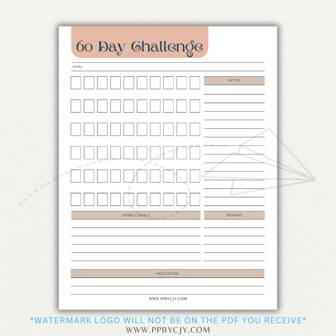 60 Day Goal Challenge Printable PDF Template