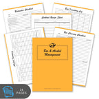 Set of bar and alcohol management checklists with an orange cover on a white background.
