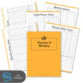 Promotions & Marketing binder with sheets on a white background