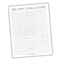 90 Day Challenge tracker sheet with checkboxes and text on a white background