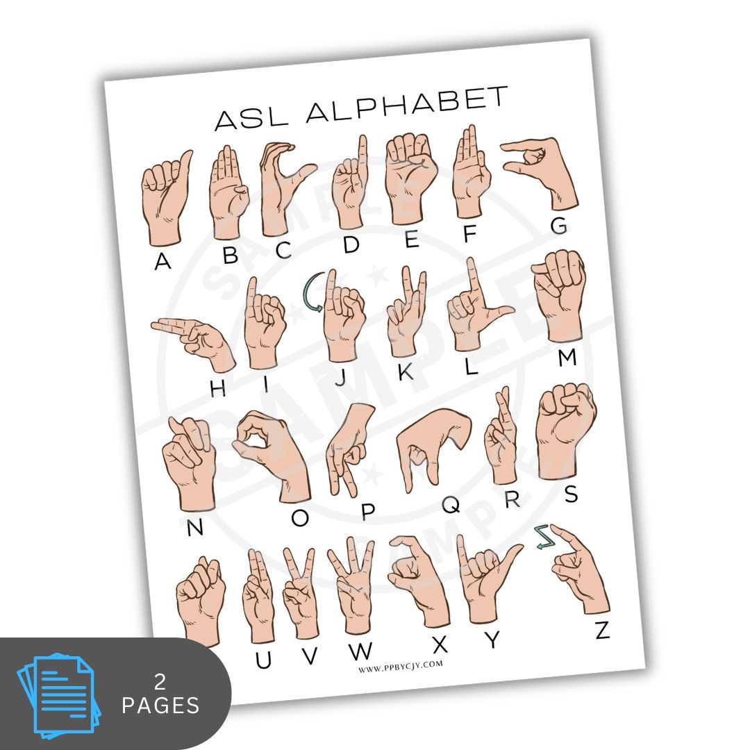 American Sign Language Alphabet Chart – Color ASL Numbers Printable