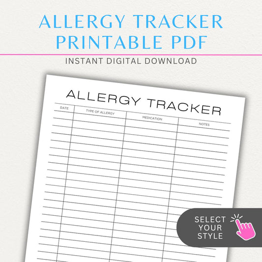  Allergy Tracker Printable PDF Template for Monitoring Symptoms and Triggers