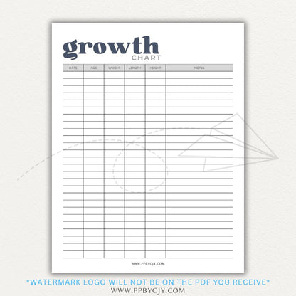 Animal Growth Tracker Chart Printable PDF Template for Weight and Development Logging