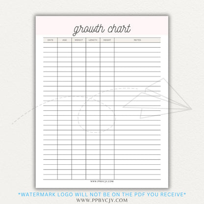 Animal Growth Tracker Chart Printable PDF Template for Weight and Development Logging