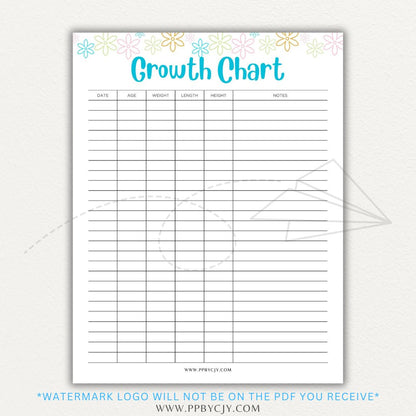 Animal Growth Tracker Chart Printable PDF Template for Weight and Development Logging