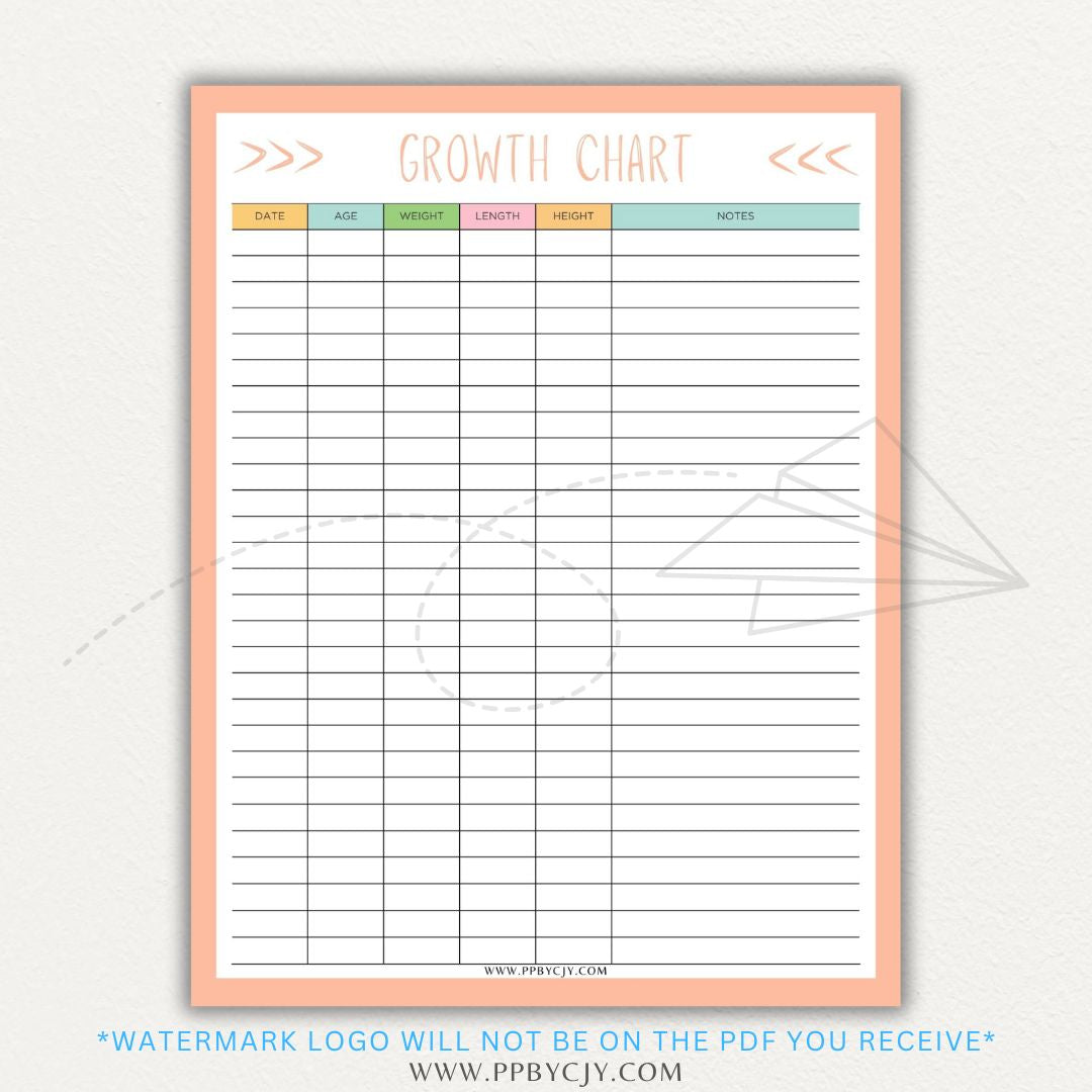 Animal Growth Tracker Chart Printable PDF Template for Weight and Development Logging