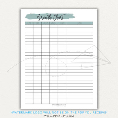 Animal Growth Tracker Chart Printable PDF Template for Weight and Development Logging