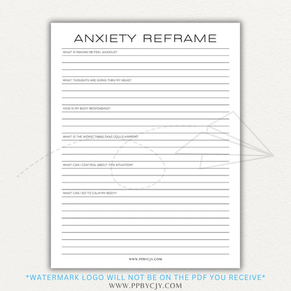 Reframe your anxiety with this printable sheet to manage negative thoughts