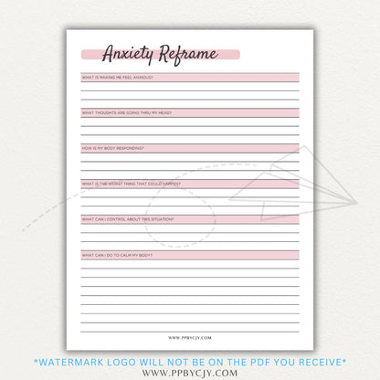 Reframe your anxiety with this printable sheet to manage negative thoughts