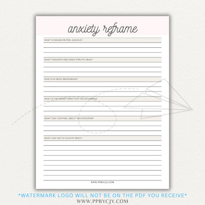Reframe your anxiety with this printable sheet to manage negative thoughts