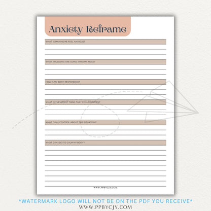 Reframe your anxiety with this printable sheet to manage negative thoughts