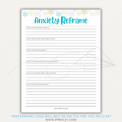 Reframe your anxiety with this printable sheet to manage negative thoughts