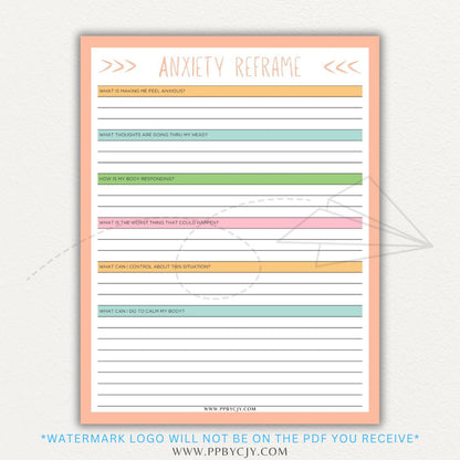 Reframe your anxiety with this printable sheet to manage negative thoughts
