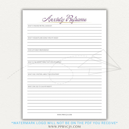 Reframe your anxiety with this printable sheet to manage negative thoughts